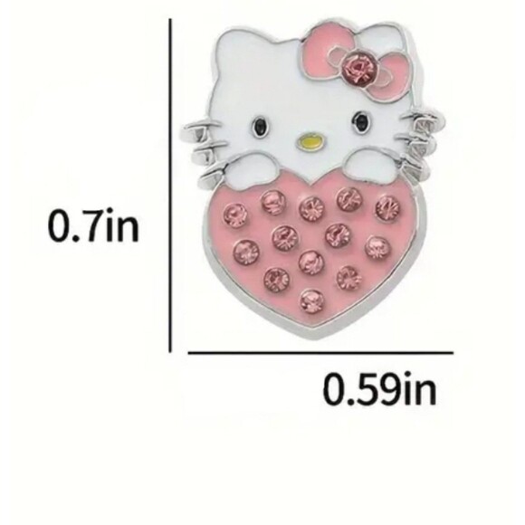 Hello kitty silver Earrings studs with pink gems - Picture 2 of 4